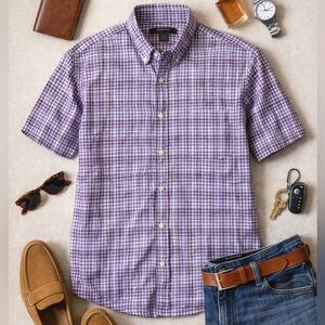 Claiborne Men's Purple Checkered Button-Down Shirt
